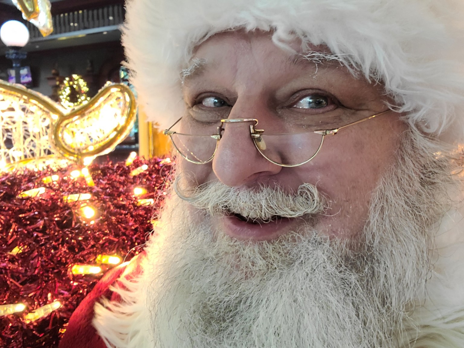Santa Bruce with Christmas lights